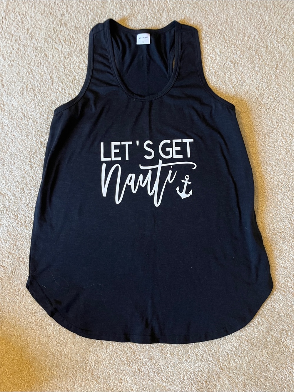 “Let’s Get Nauti” Black Graphic Tank Top